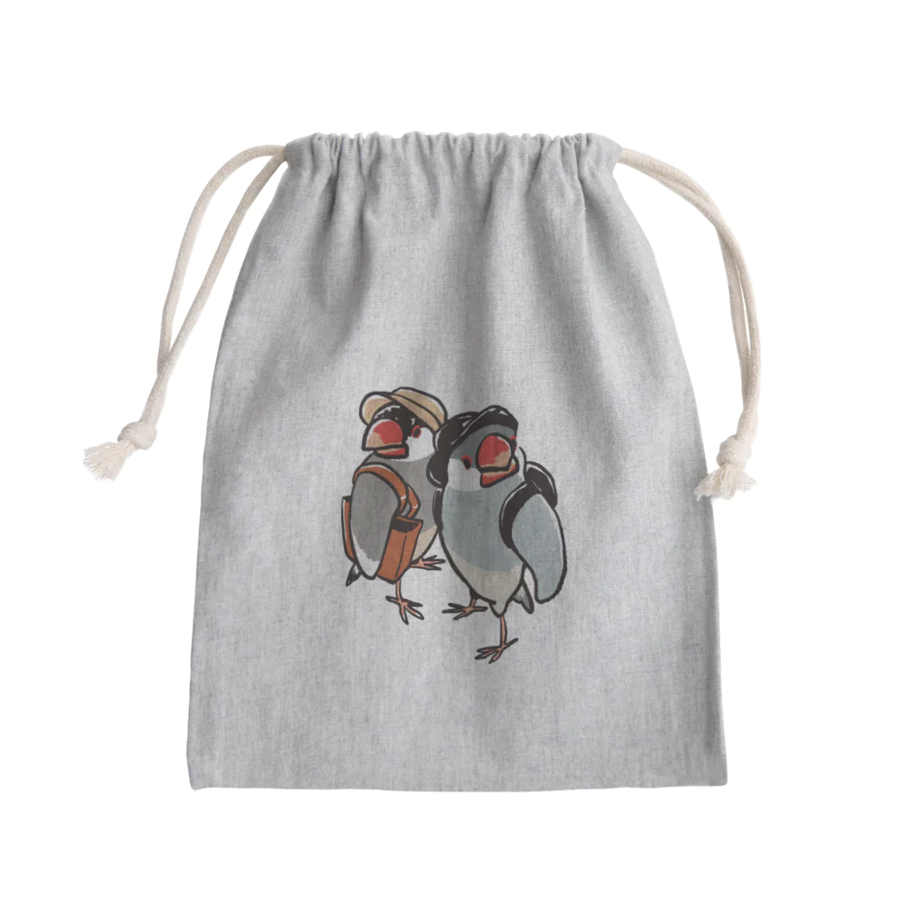 もしもしこちら文鳥の文鳥ちゃん知らない街を探検 Mini Drawstring Bag