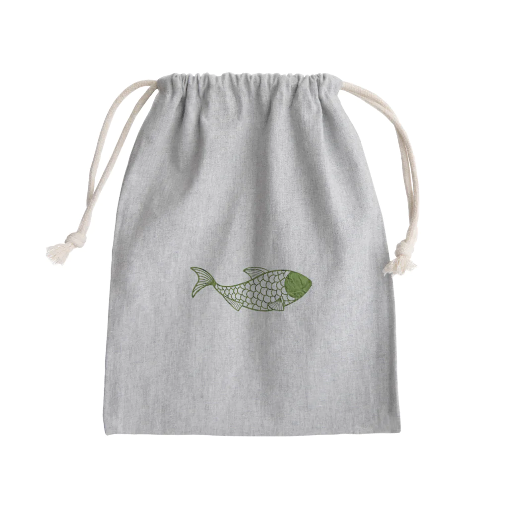 mumusの魚　green Mini Drawstring Bag