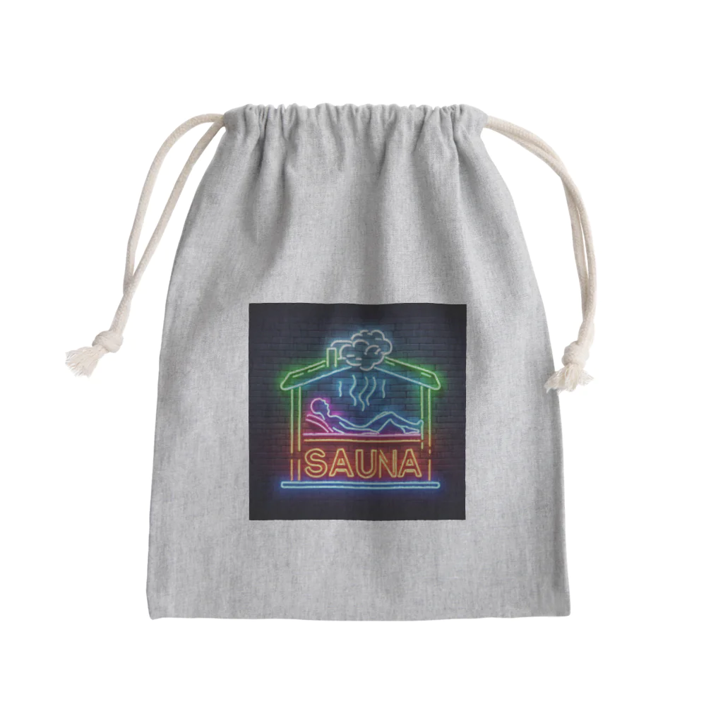 N SAUNA LOGOのネオン風サウナロゴ2 Mini Drawstring Bag