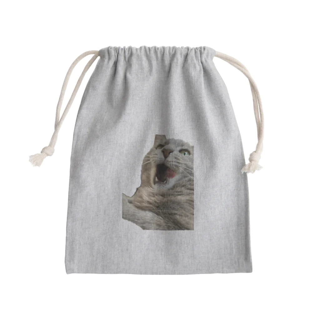 グレージュ猫ロッタン🐈‍⬛のあくびロッタン Mini Drawstring Bag