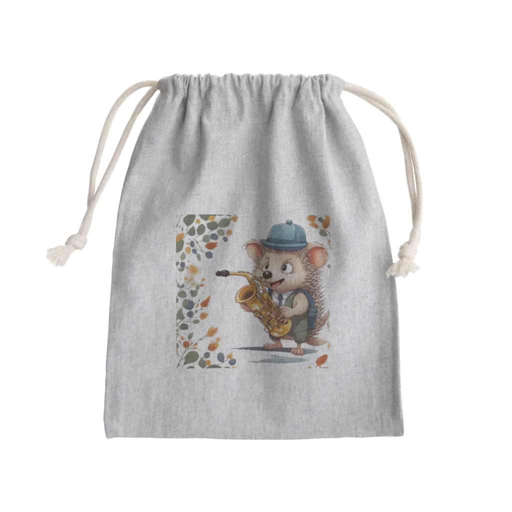 moriugのサックスハリネズミ Mini Drawstring Bag