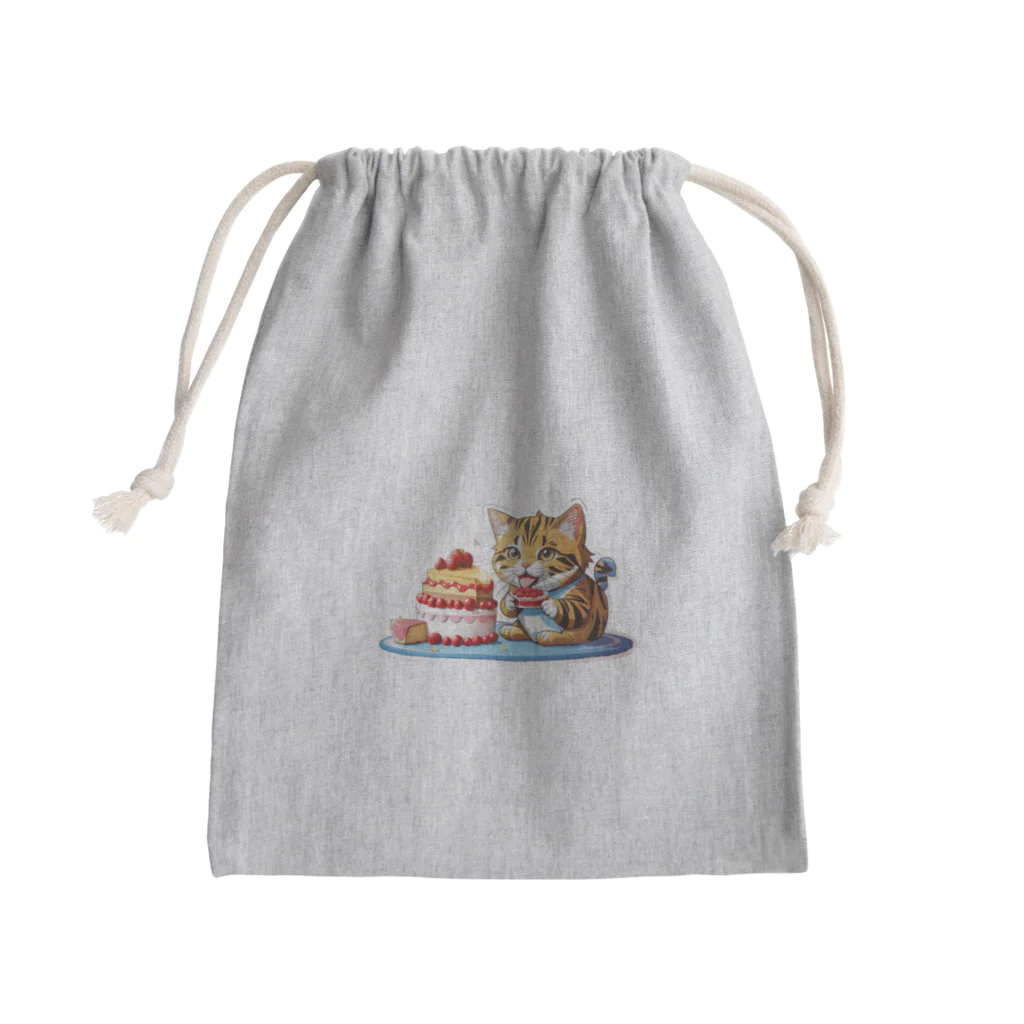 Auraのぱくぱくネコちゃん Mini Drawstring Bag