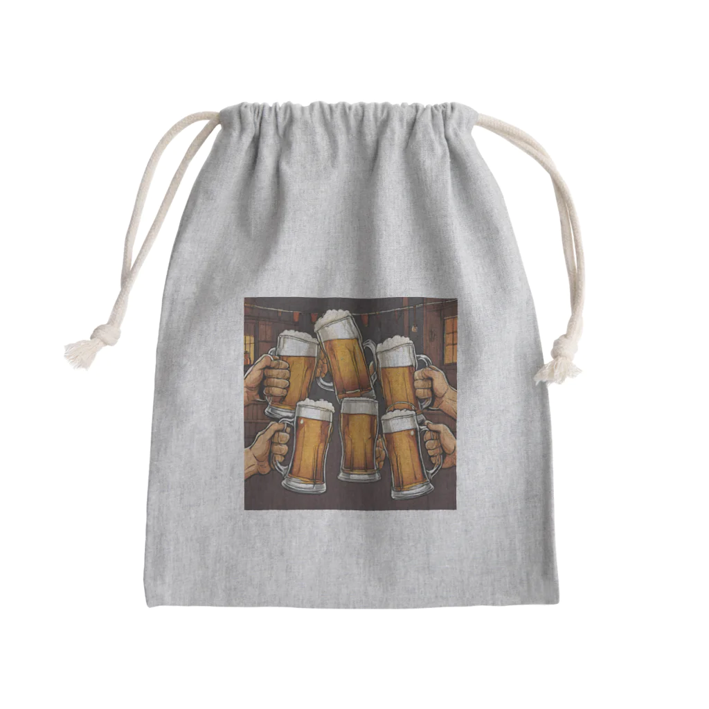 無類の酒好きのビールで乾杯！ Mini Drawstring Bag