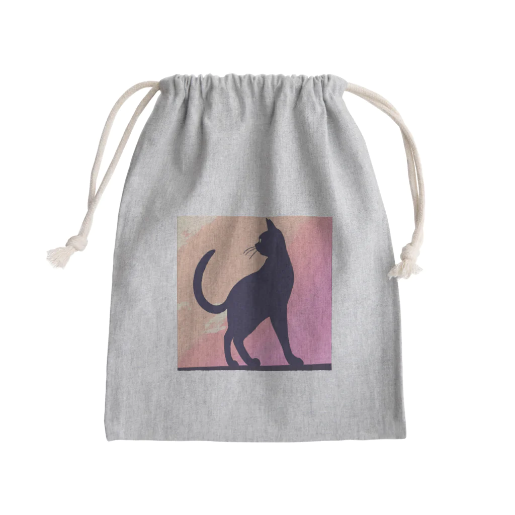 honariの黒猫POP2 Mini Drawstring Bag