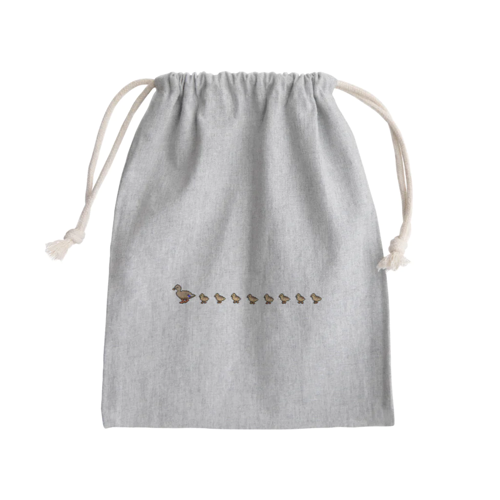 naturaloopのドット絵カルガモ親子の行列 Mini Drawstring Bag