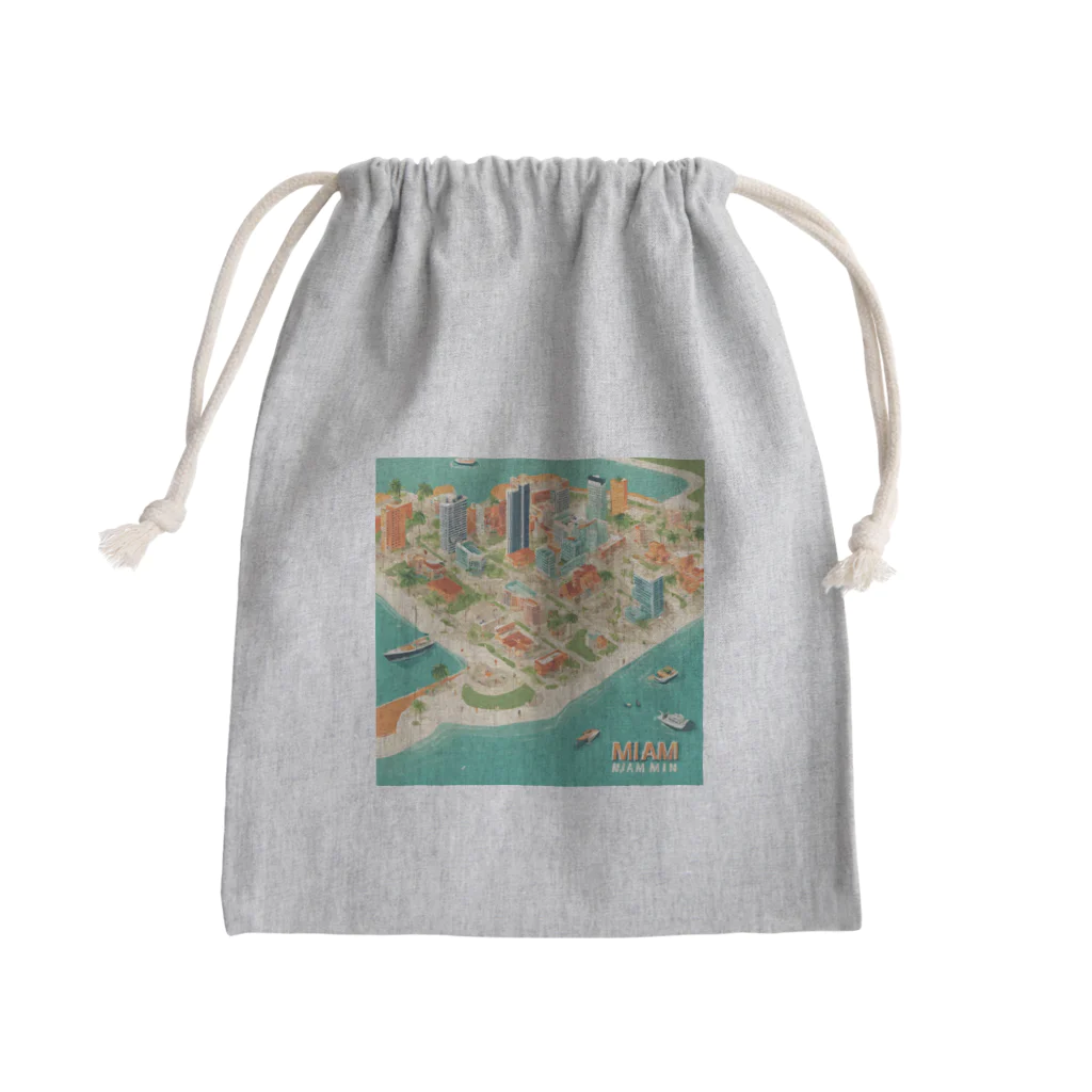 maeken work shopipのマイアミイラスト Mini Drawstring Bag