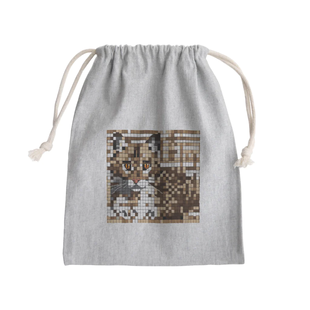 kindonesiaのドット絵のベンガルキャット Mini Drawstring Bag