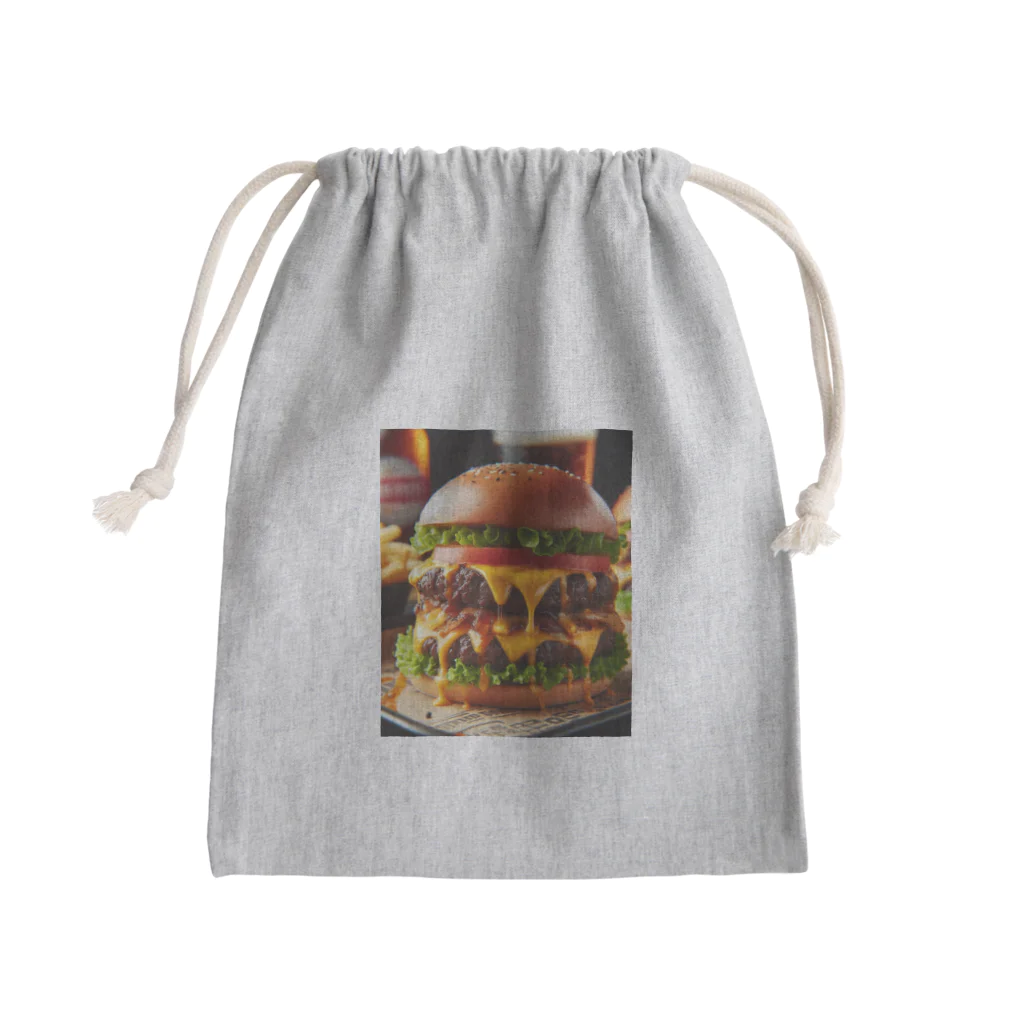 ワンダーワールド・ワンストップのリアルジューシーなハンバーガー Mini Drawstring Bag