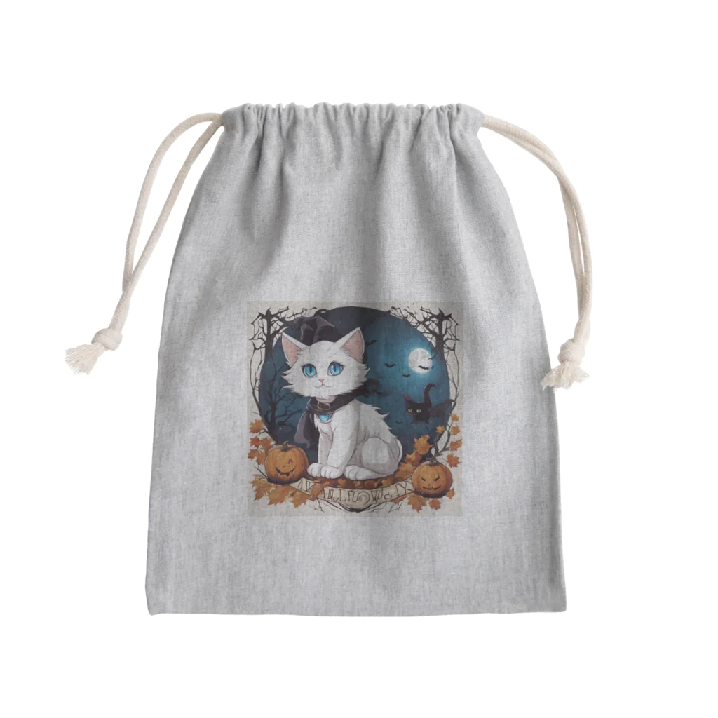 yoiyononakaのハロウィンの白猫08 Mini Drawstring Bag