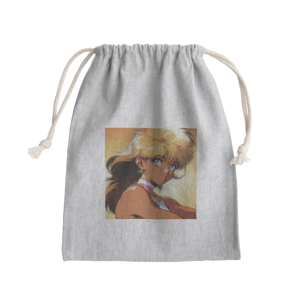 monmoruの1980s ロングヘアーギャル Mini Drawstring Bag