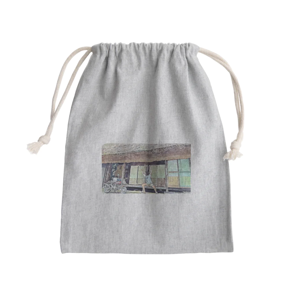 てんてけてんのバイクに威嚇する男 Mini Drawstring Bag