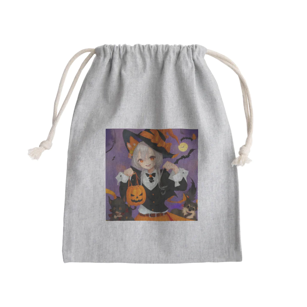 チワワ愛好家ショップのワワ大好き魔女のハロウィン・キャンディ・キス Mini Drawstring Bag