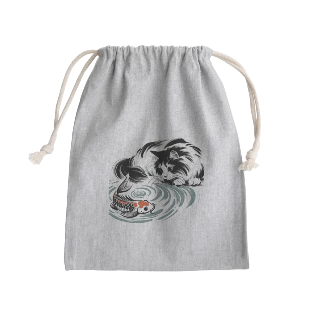 MakotOの猫と鯉（水墨画風） Mini Drawstring Bag