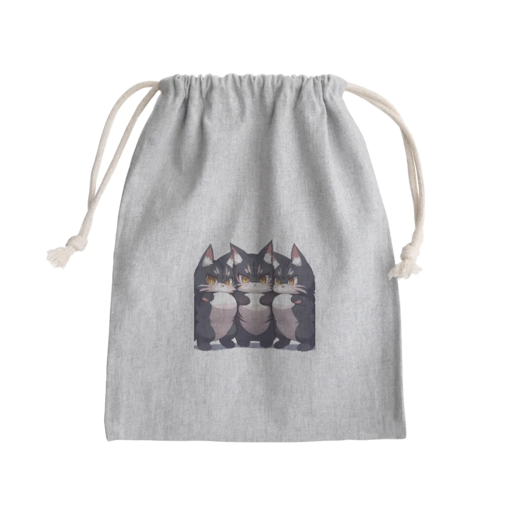 黒猫堂のデブネコトリオ Mini Drawstring Bag