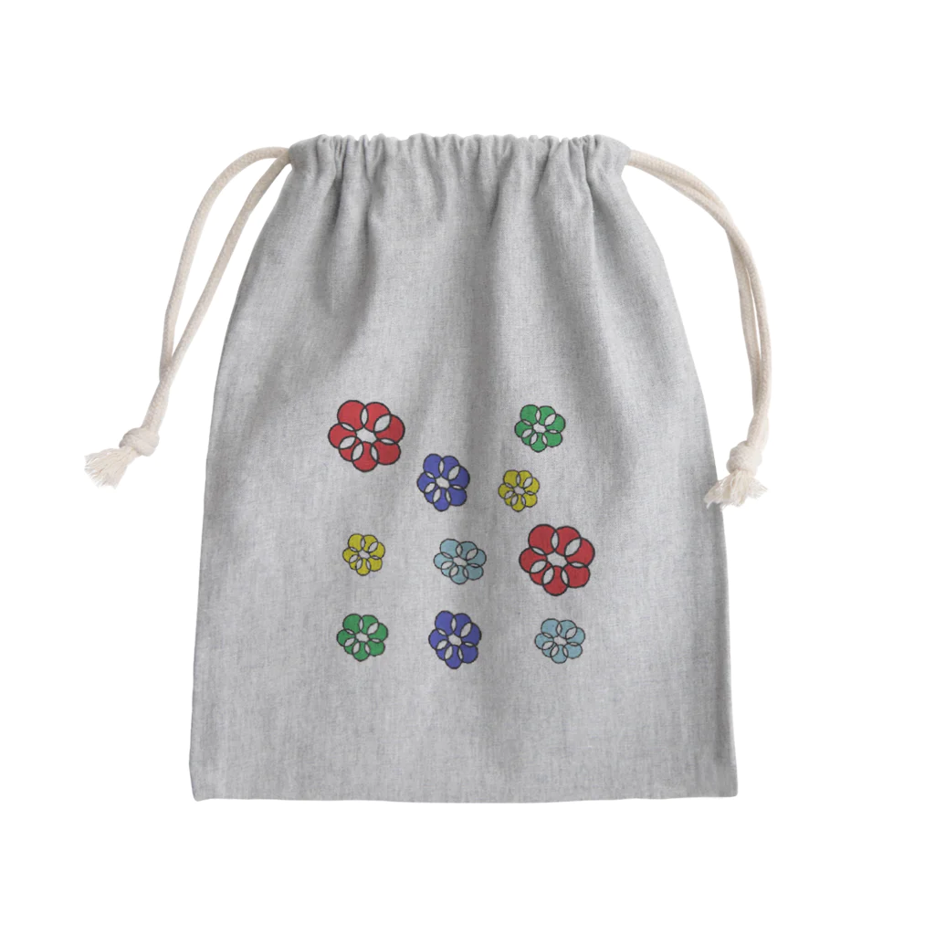 🐸かえるさんと仲間たち🐸のまるまる花 Mini Drawstring Bag