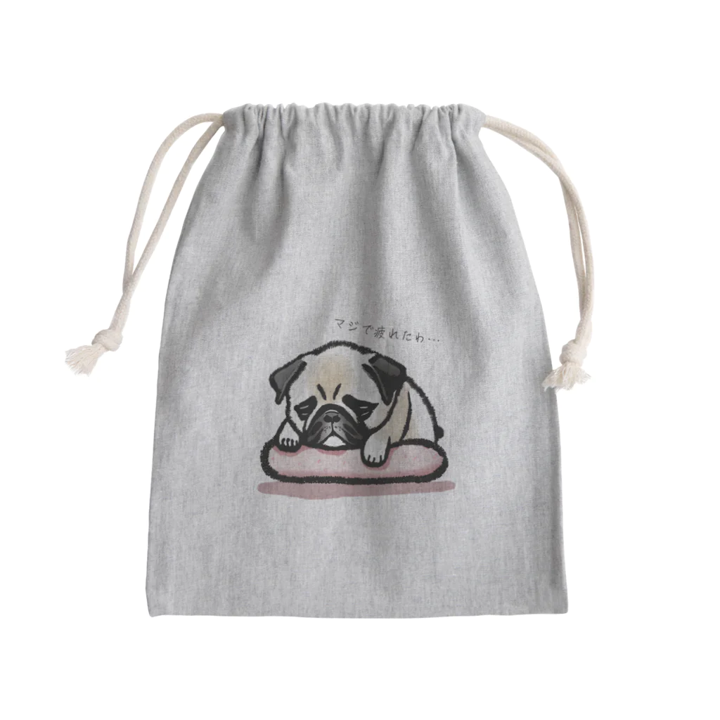 モツ鍋屋のふて寝するパグ Mini Drawstring Bag