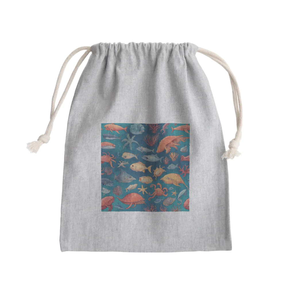 tmdayoの海洋生物 Mini Drawstring Bag