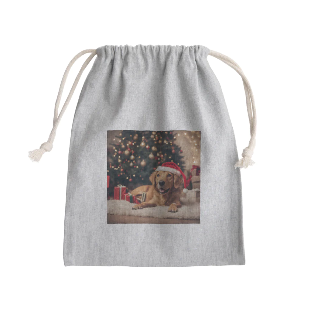 yumena_のクリスマスを満喫する犬 Mini Drawstring Bag