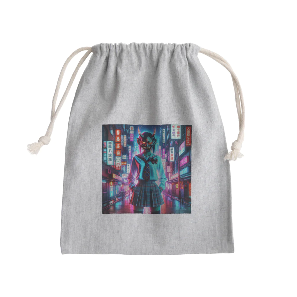 Hayate Kawakami オリジナルの般若女子高生 Mini Drawstring Bag