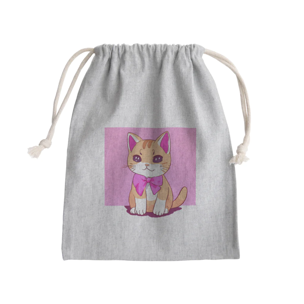 Officefaceのリボン猫ちゃん Mini Drawstring Bag