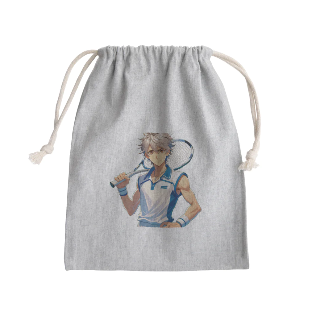 セキネ動画編集者@sun-light-webのテニスプレイヤーTakashiくん Mini Drawstring Bag