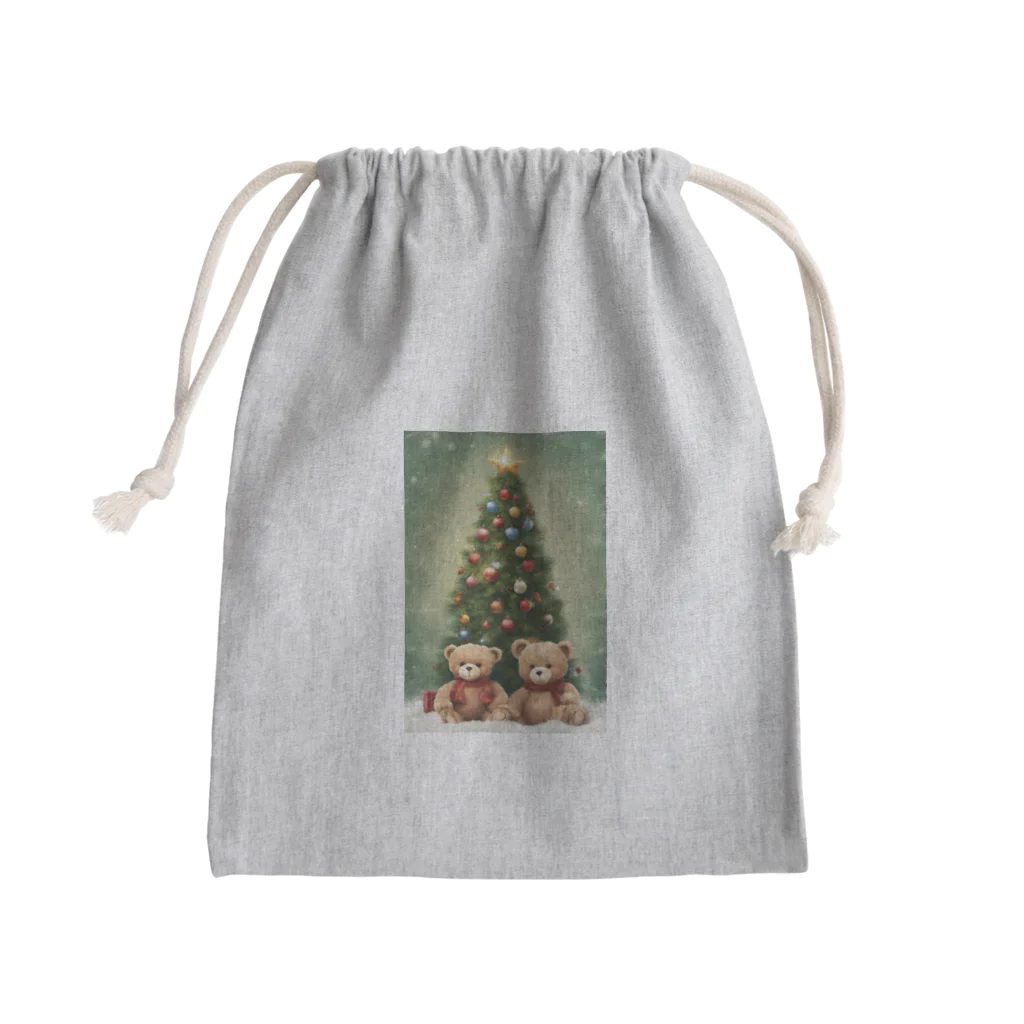 규리shopのテディーベア兄弟のクリスマス Mini Drawstring Bag