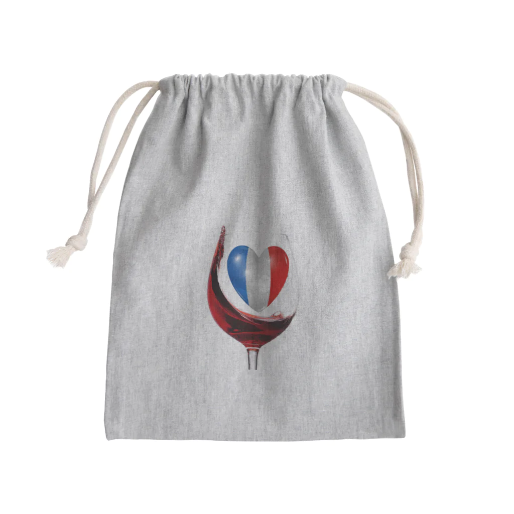 WINE 4 ALLの国旗とグラス：フランス（衣類） Mini Drawstring Bag