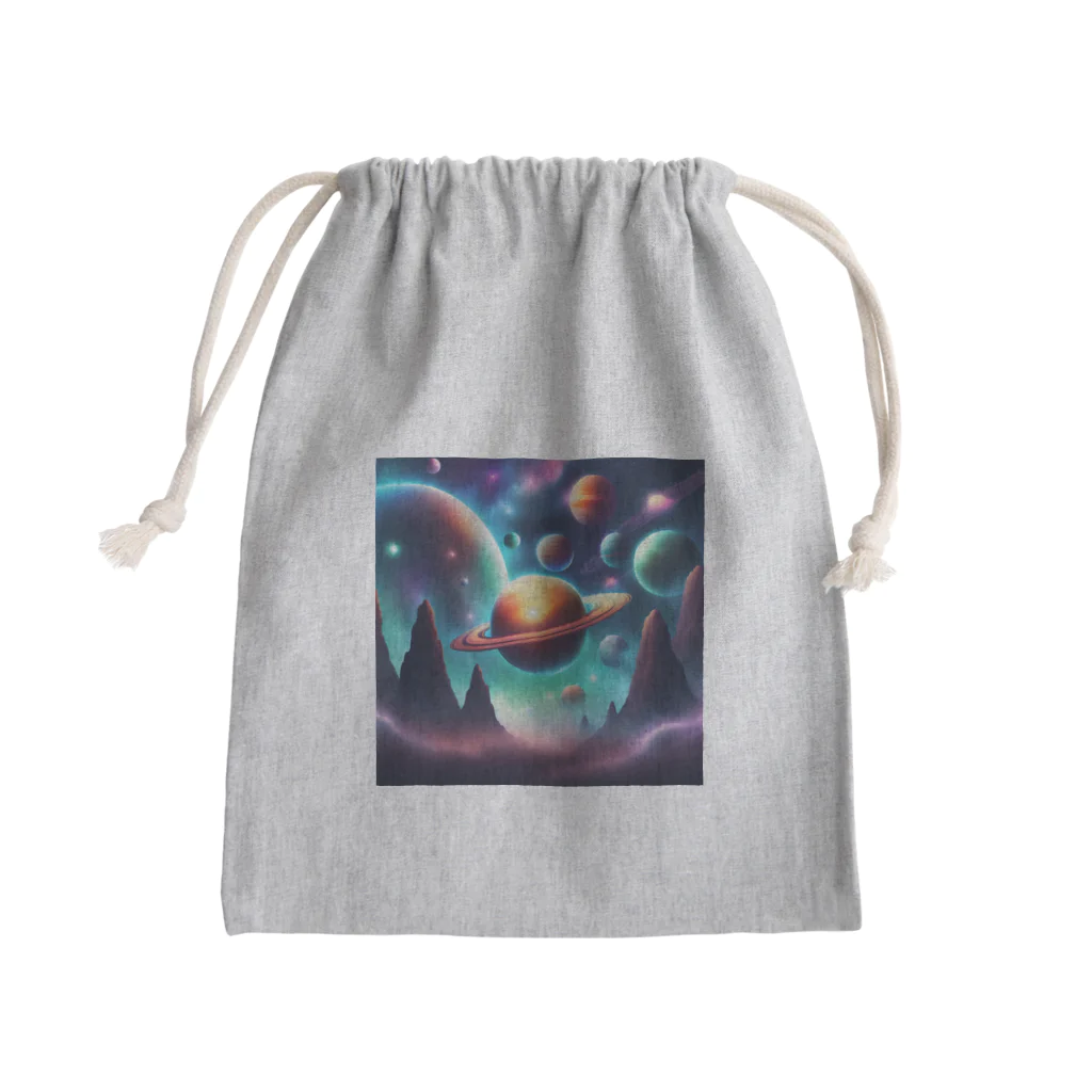 usinikuの宇宙に浮かぶ惑星 Mini Drawstring Bag