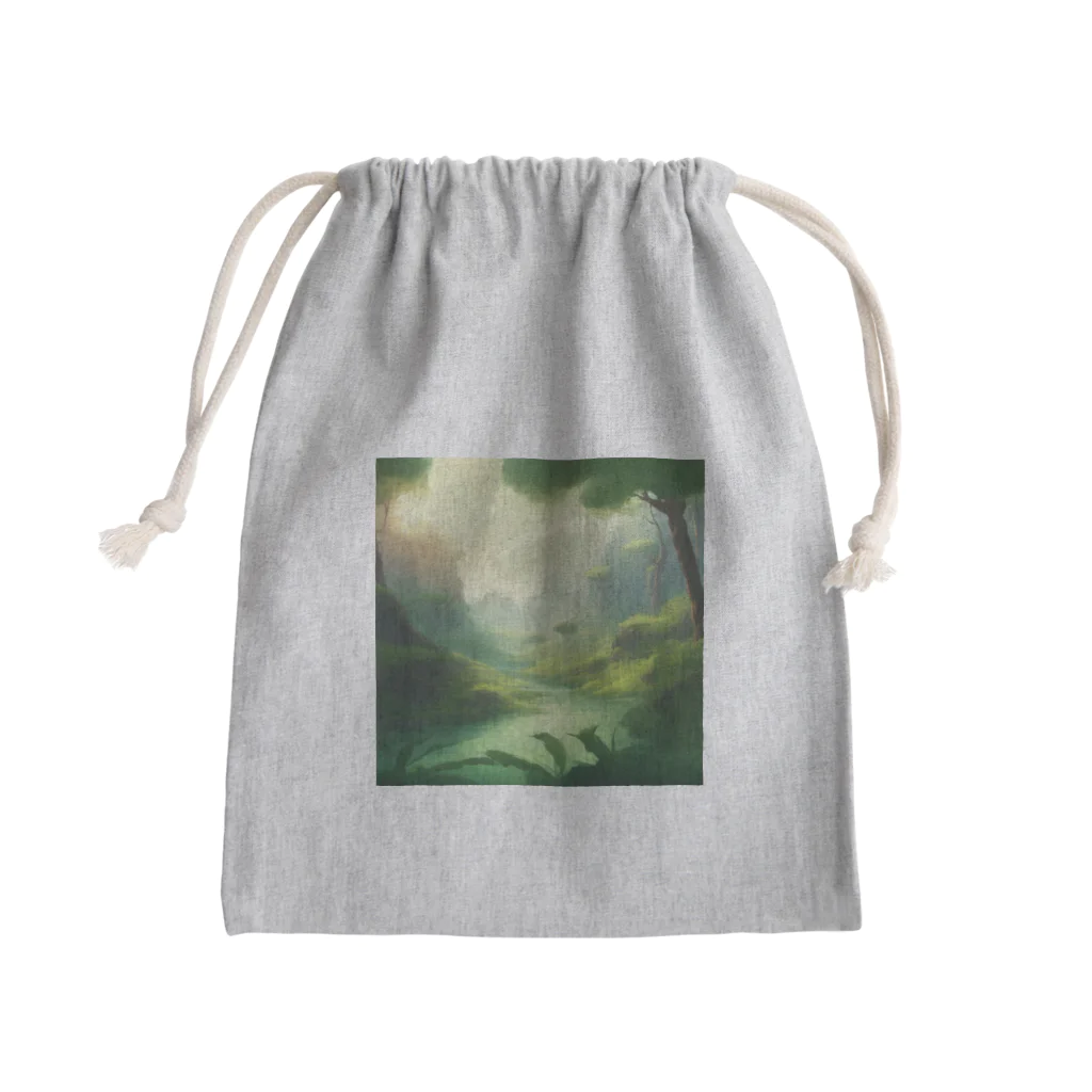 G7のショップの 幻想の森 グリーンウンダー アートプリント Mini Drawstring Bag