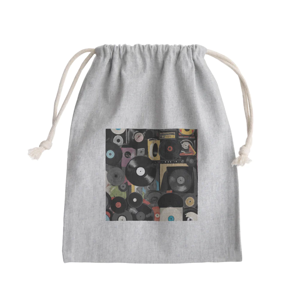 アメリカンポップのレコードだらけ Mini Drawstring Bag