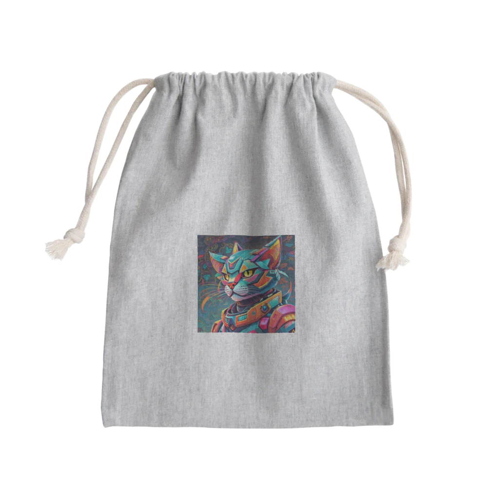 629_CAT_ARTのカラフルメカキャット Mini Drawstring Bag
