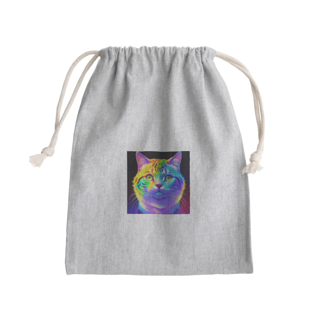 629_CAT_ARTのカラフルサイバーキャット vol3 Mini Drawstring Bag