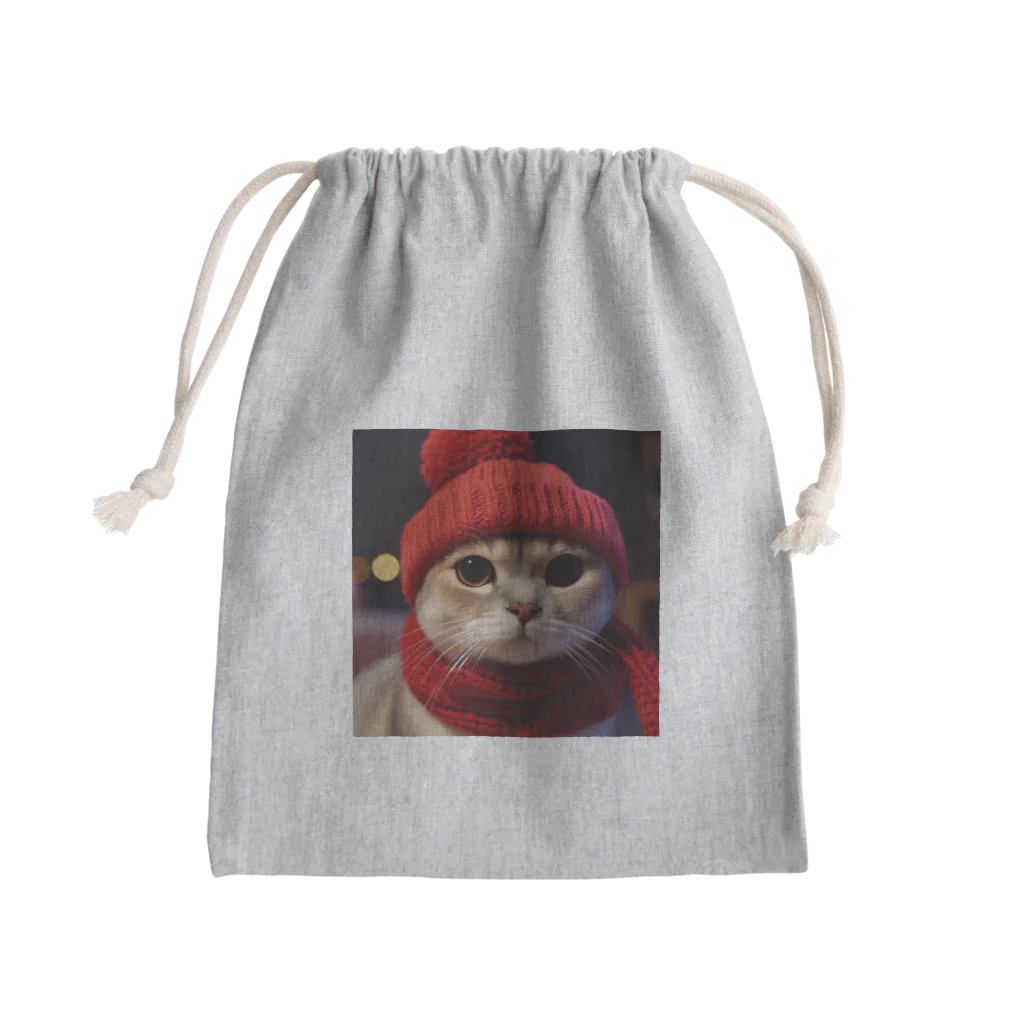 にゃんたみやの雪の日の猫 Mini Drawstring Bag