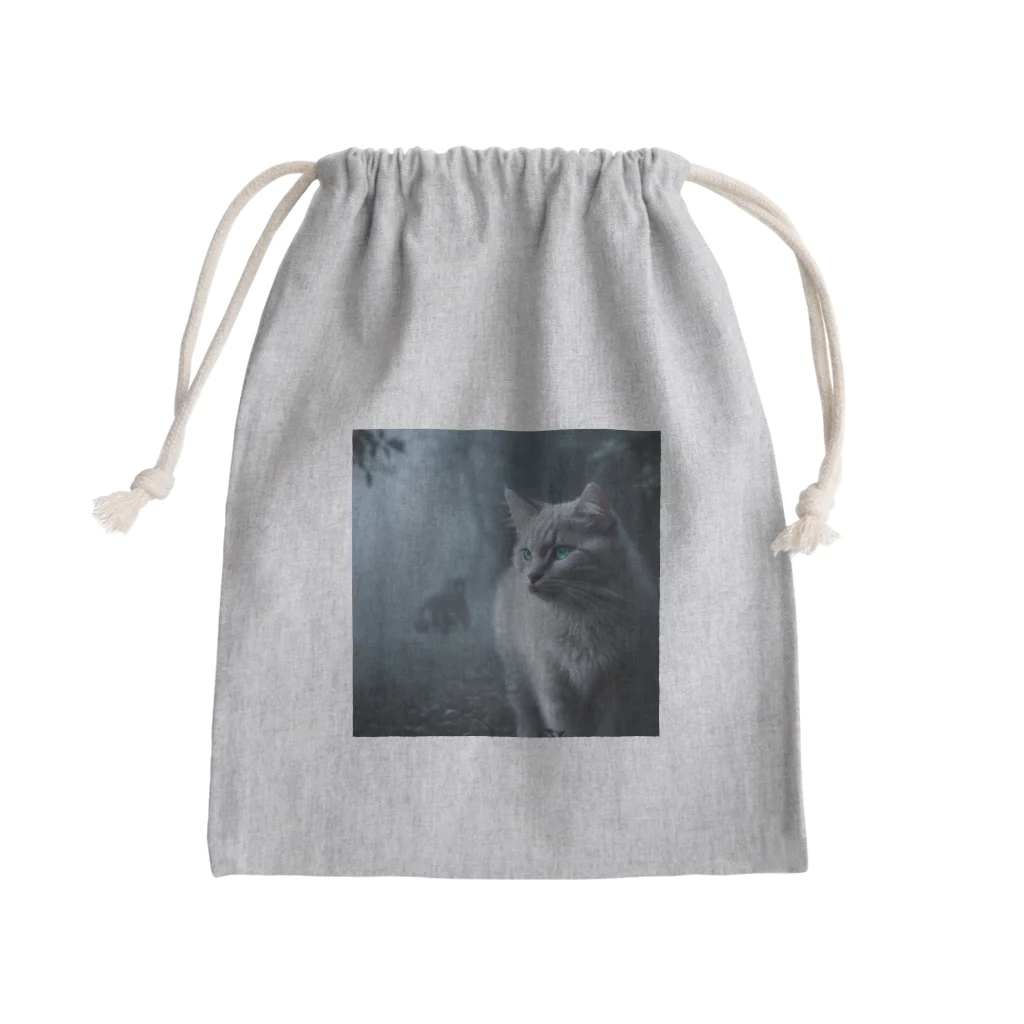 ZZRR12の「境界を見つめる猫の眼差し」 Mini Drawstring Bag