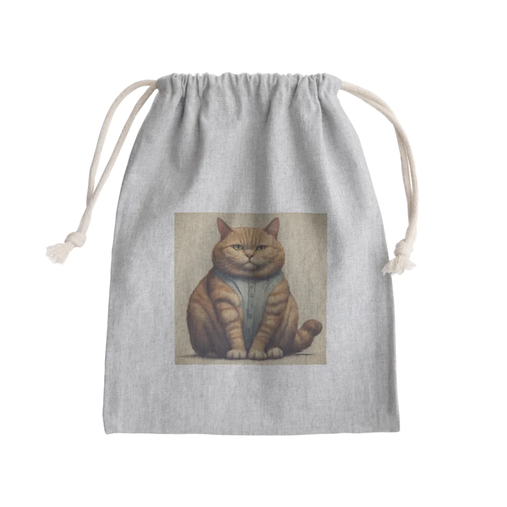 machakooのぽっちゃり猫 Mini Drawstring Bag