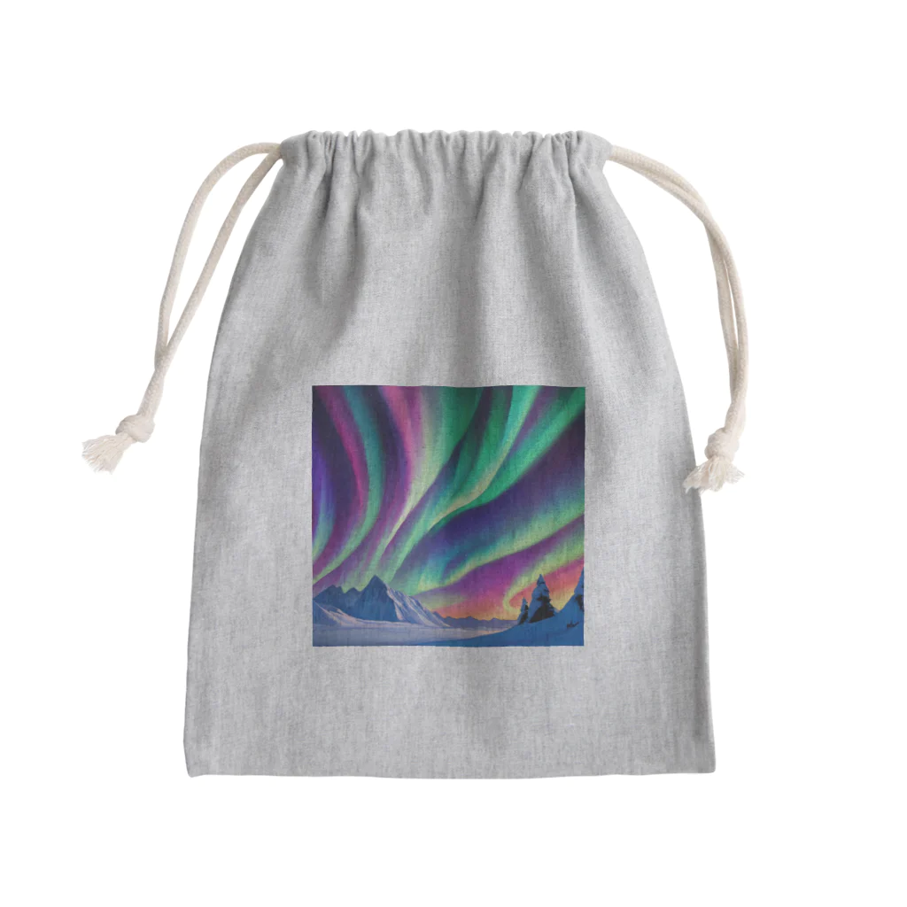 のんびりアート工房の北極のオーロラ Mini Drawstring Bag