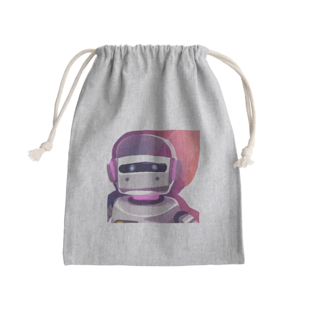 AI水彩アート ~カミとハサミ~のロボットの魅惑的な色彩をかわいい絵×水彩画で織りなすアートの幻想 Mini Drawstring Bag