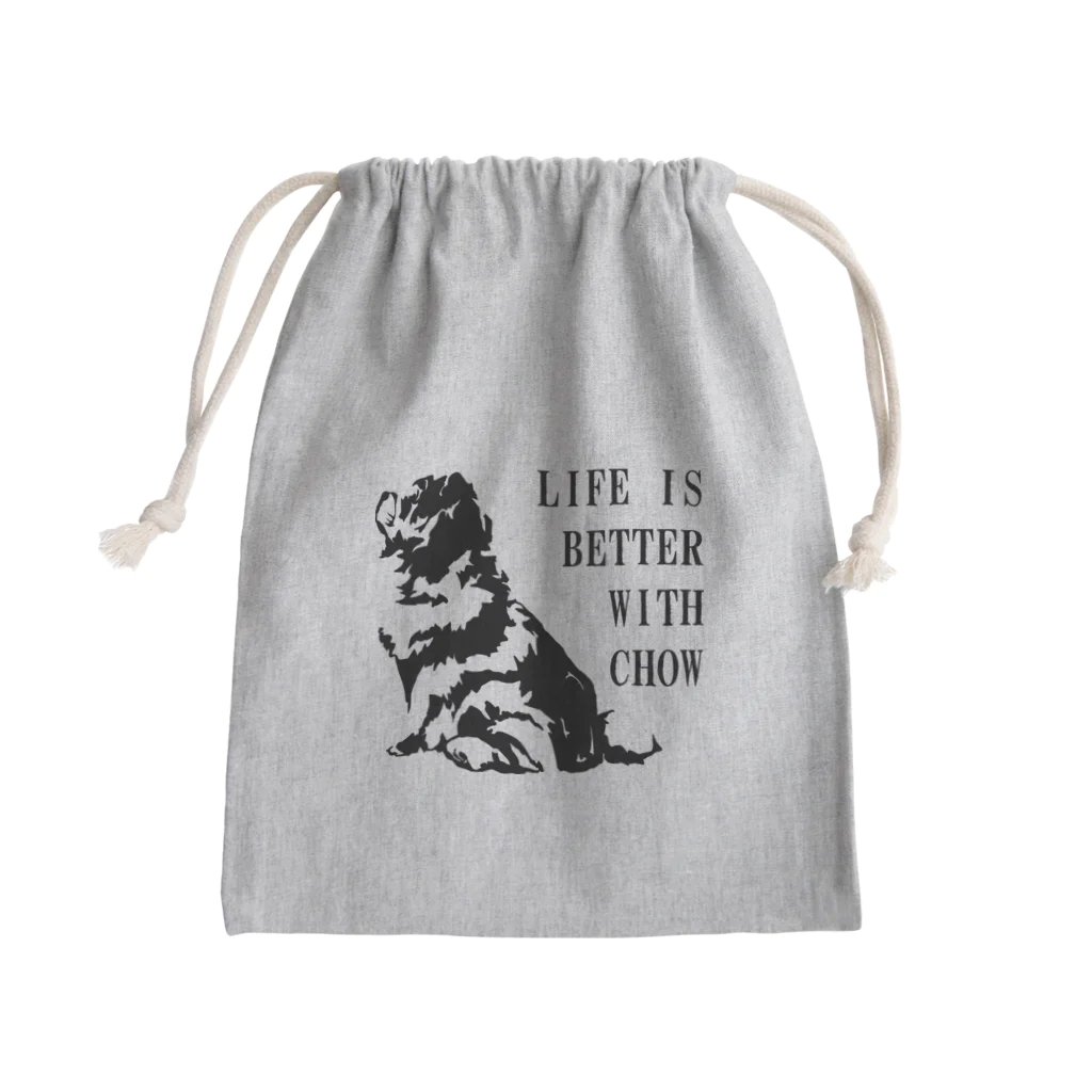 Qooroのかっこいいチャウチャウ　シルエット Mini Drawstring Bag