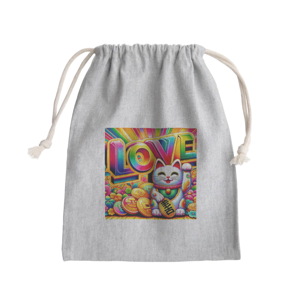 DesignDreamerの光輝く福招き猫 Mini Drawstring Bag