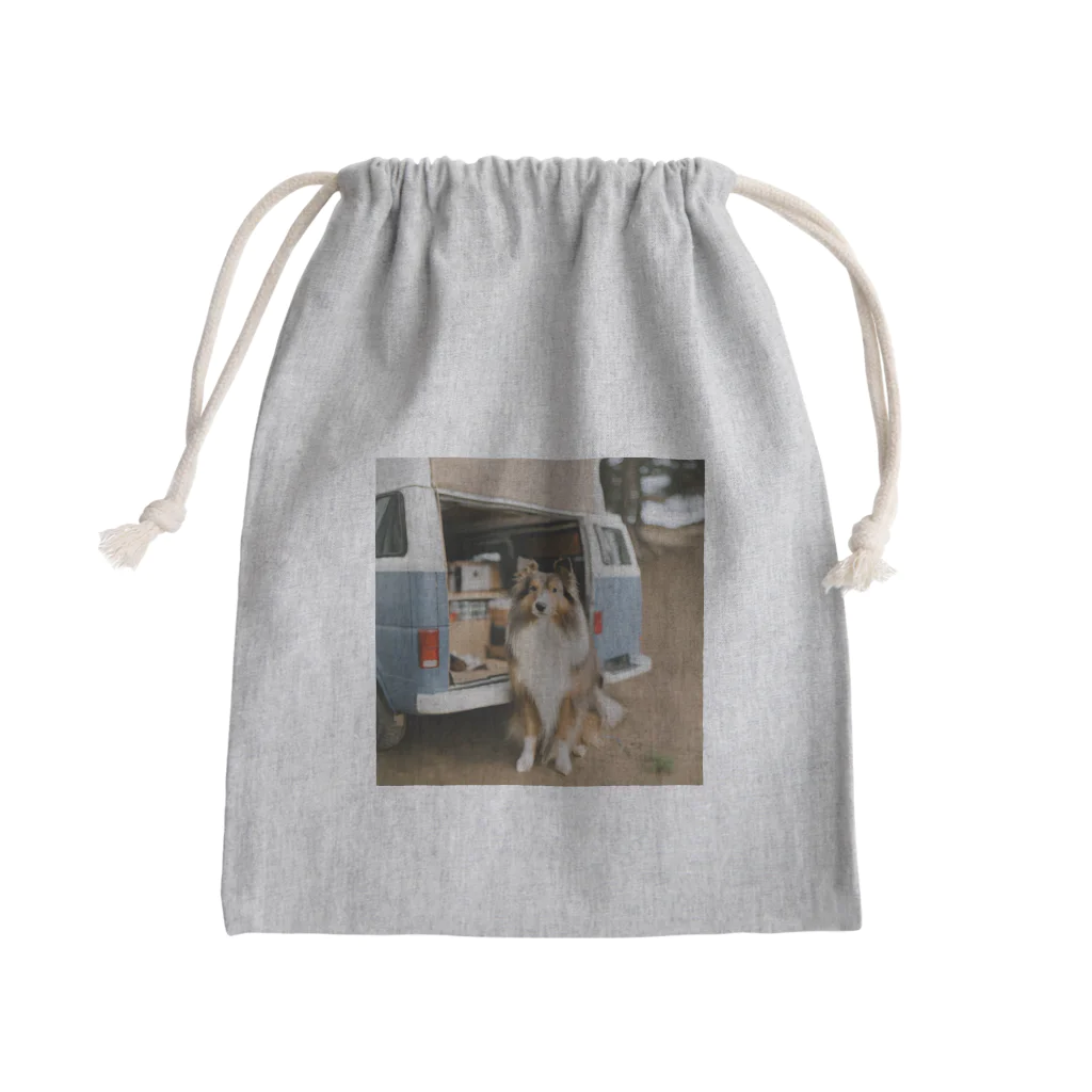 camper's dogのVanlifeするシェットランドシープドッグ　イラスト Mini Drawstring Bag