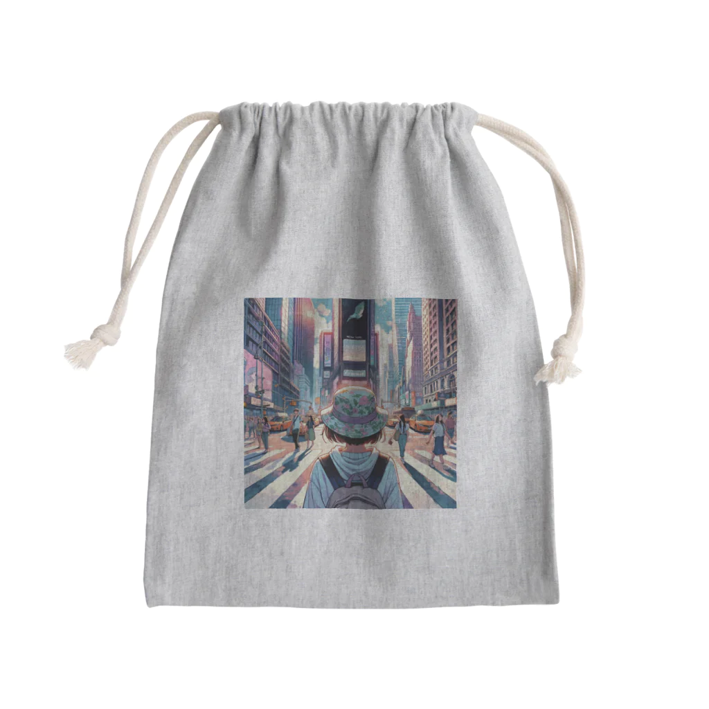 Artful Whiskersの一人旅の少女 Mini Drawstring Bag