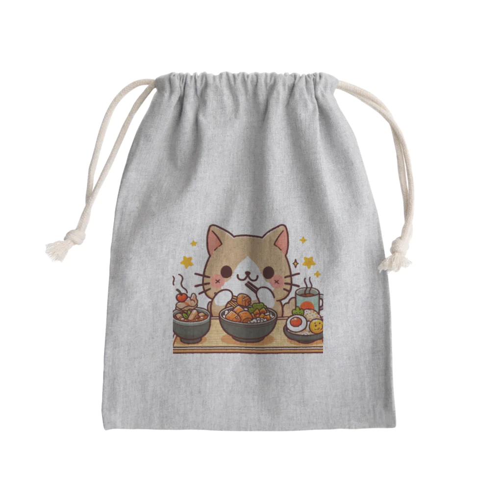 zuuu-の☆食いしん坊にゃんこ☆ Mini Drawstring Bag