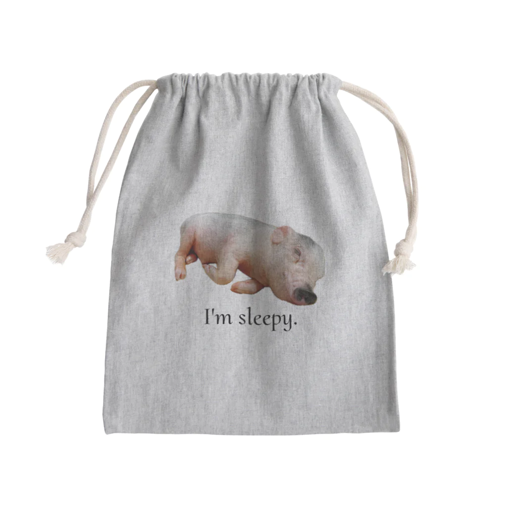 マイクロブタのまっはくんのI'm sleepy. Mini Drawstring Bag