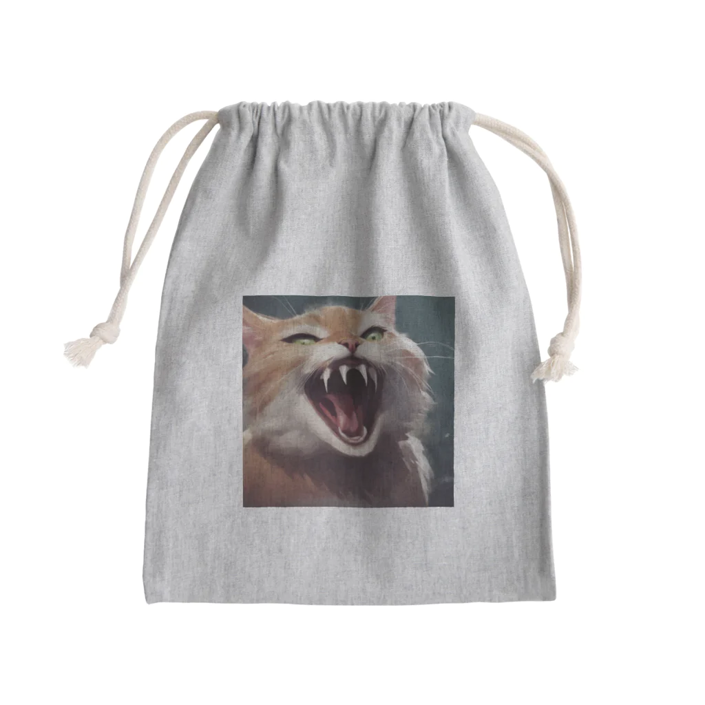 oekakishopのシャーッする猫 Mini Drawstring Bag