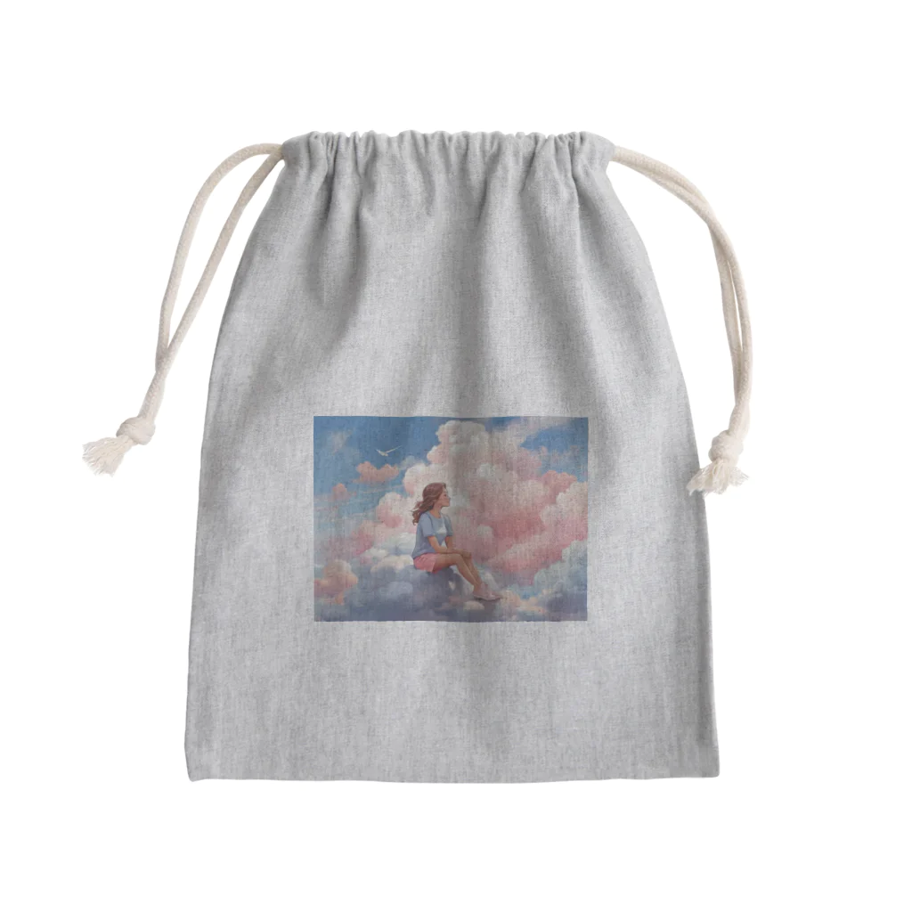 a_pesoの雲の上の少女 Mini Drawstring Bag