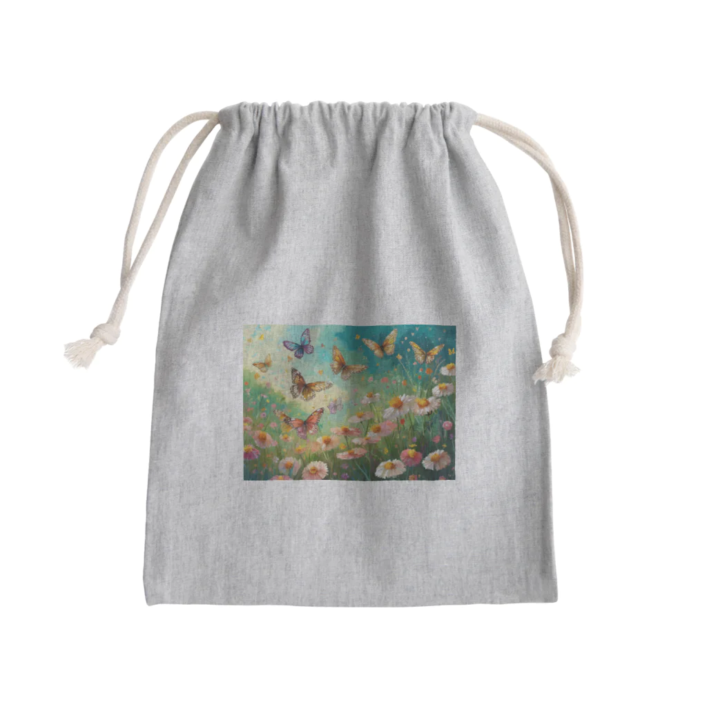 Happy Shopの花とちょう Mini Drawstring Bag