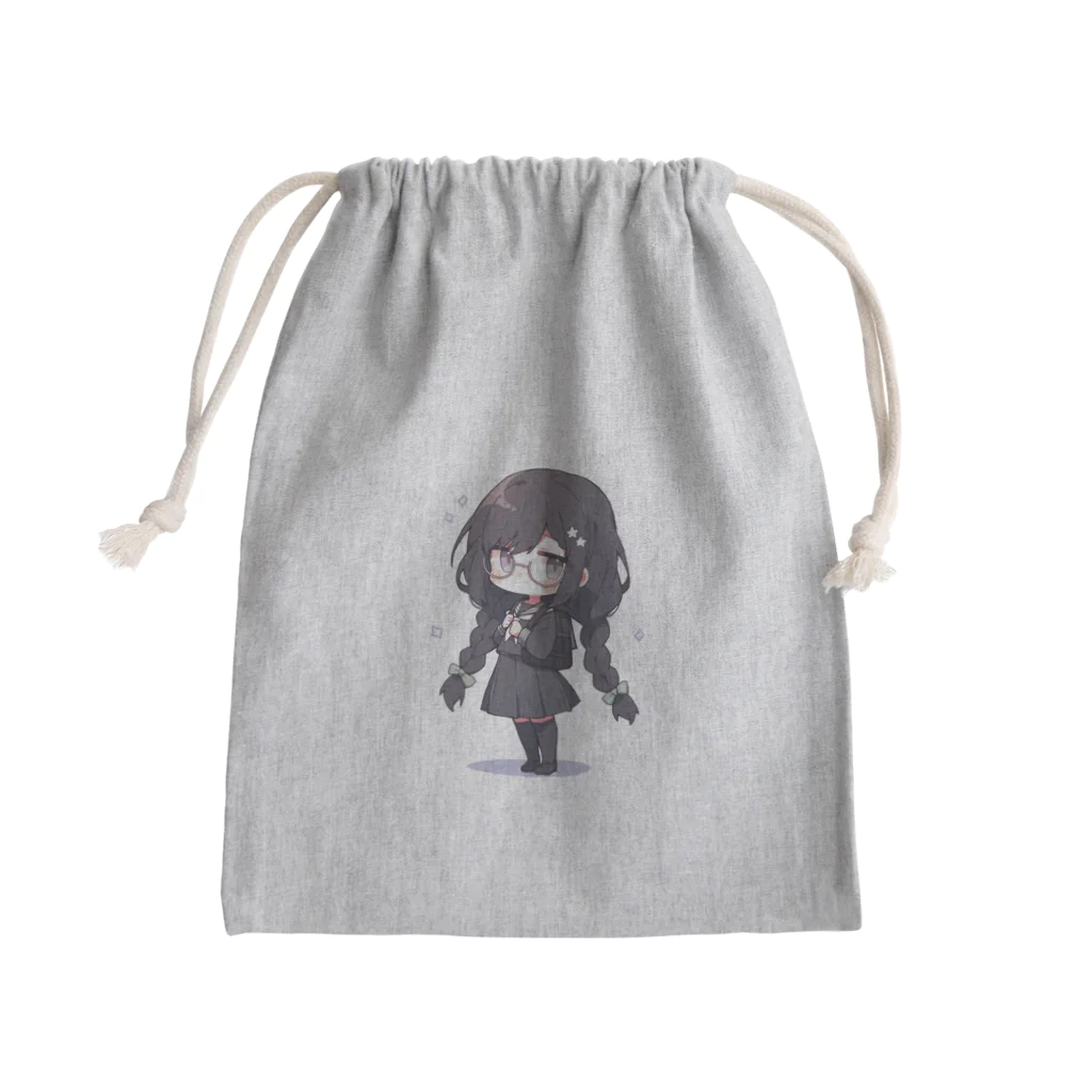 かわいい女の子とシュールな絵の地味子 Mini Drawstring Bag