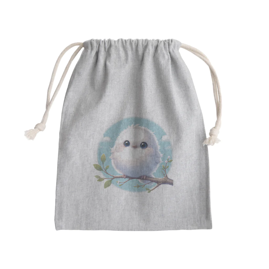 酉年による鳥好きのための鳥デザインの白くて真んまるなシマエナガ Mini Drawstring Bag
