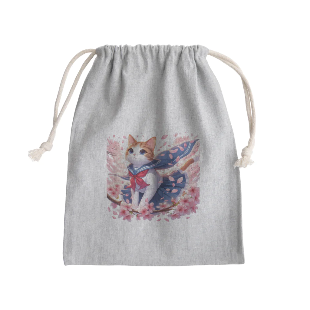 ParadigmStar　パラダイムスターの桜咲く華の学生猫 botan Mini Drawstring Bag