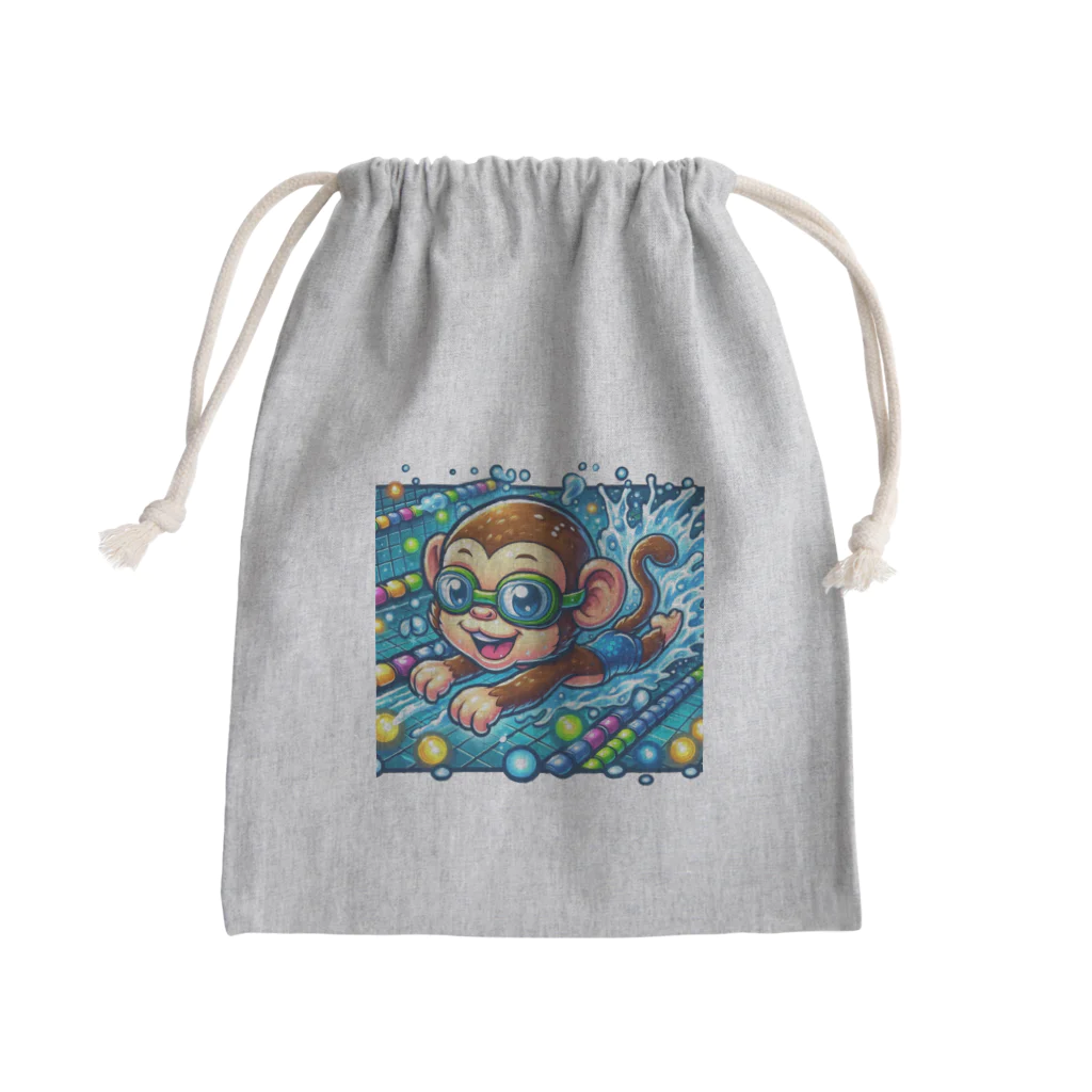 アニマルキャラクターショップのSwimming monkey Mini Drawstring Bag